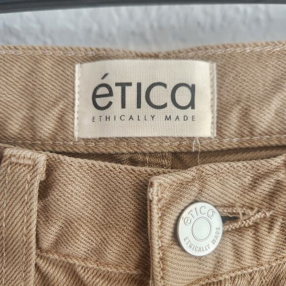 Etica Women's Sz 2/26 Devon Wide Leg Crop Nomad/Tan Raw Hem Ethically Made Pants - Picture 2 of 5